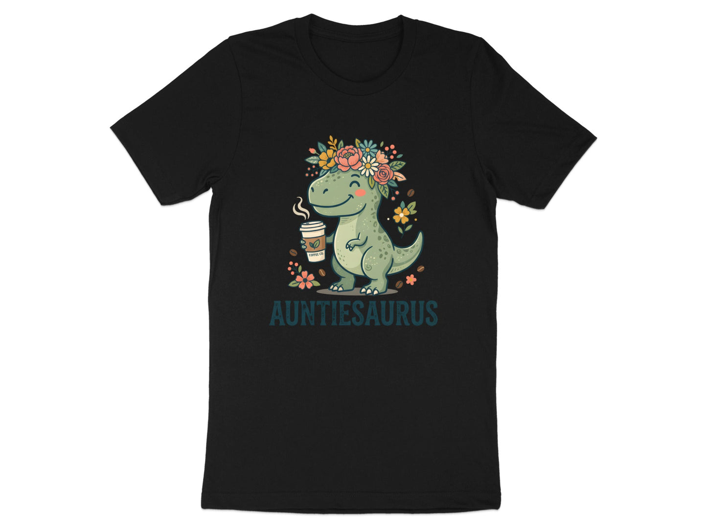 Auntiesaurus Dinosaur Coffee Graphic Tee