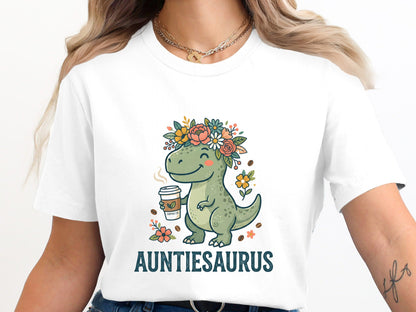 Auntiesaurus Dinosaur Coffee Graphic Tee