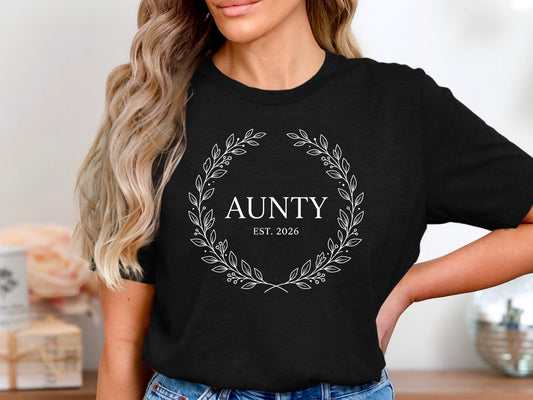 Aunty Est. 2026 Floral Wreath Tee