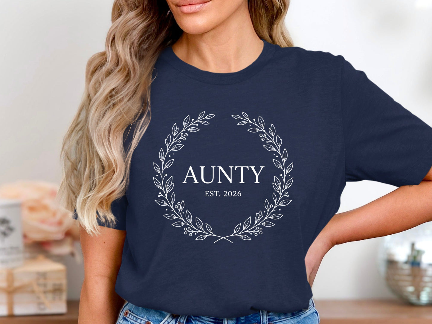 Aunty Est. 2026 Floral Wreath Tee