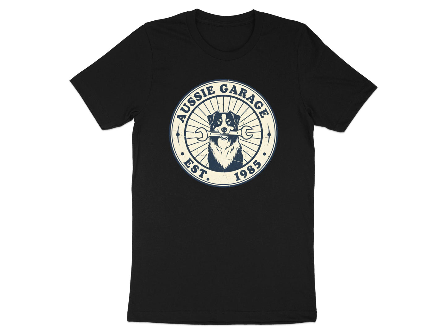 Aussie Garage Dog Mechanic T-Shirt - Vintage Est. 1985 Tee