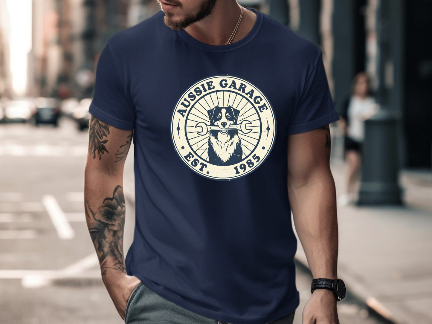 Aussie Garage Dog Mechanic T-Shirt - Vintage Est. 1985 Tee
