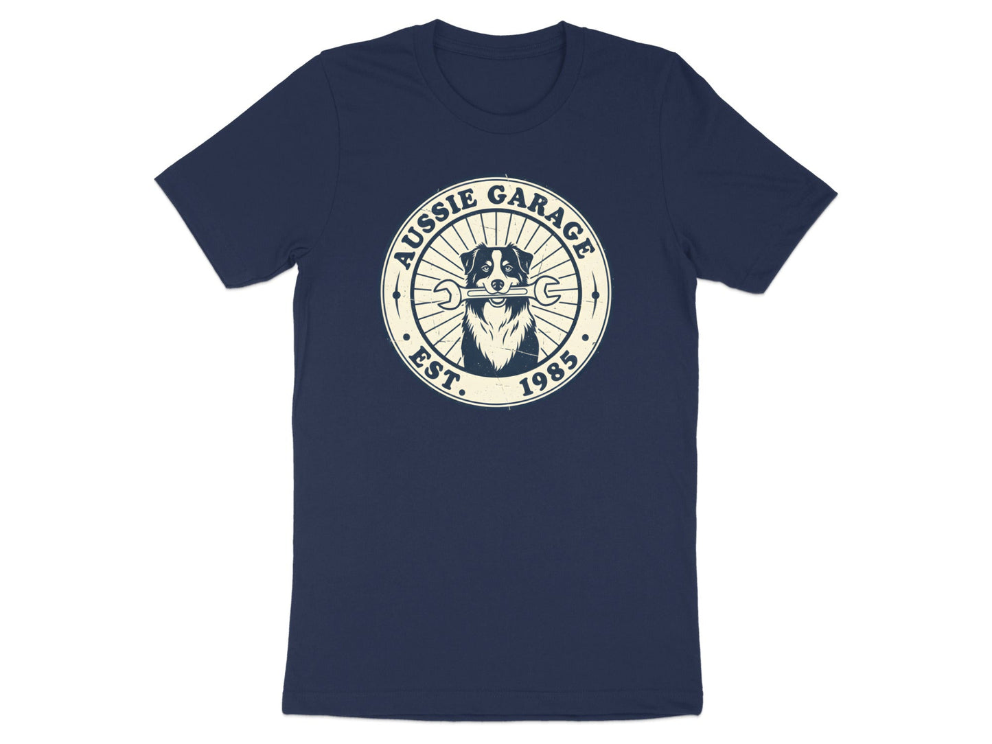 Aussie Garage Dog Mechanic T-Shirt - Vintage Est. 1985 Tee