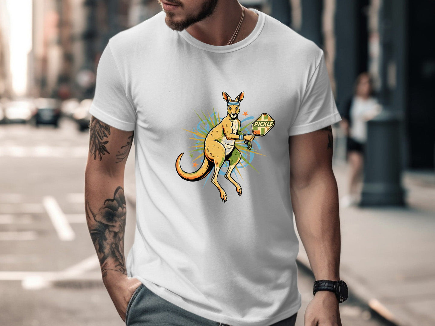Aussie Kangaroo Sporty Pickleball Graphic T-Shirt