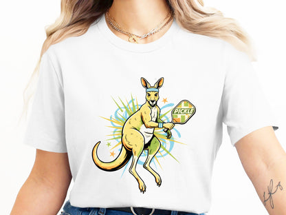 Aussie Kangaroo Sporty Pickleball Graphic T-Shirt
