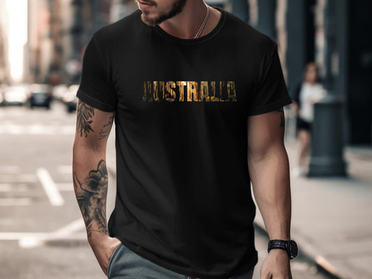 Australia Forest Landscape Text Men's Cotton Tee