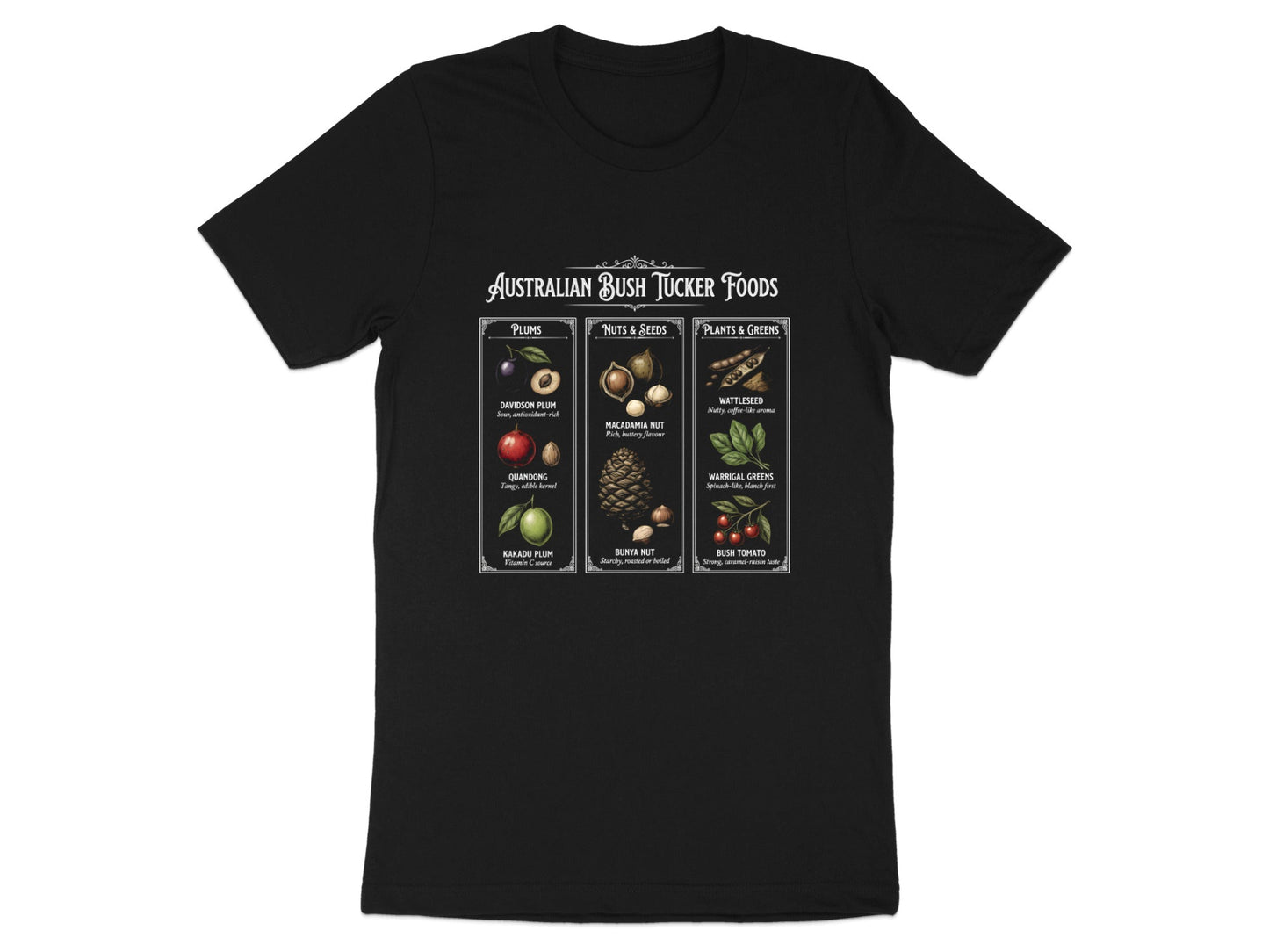 Vintage Australian Bush Tucker Foods Chart T-Shirt