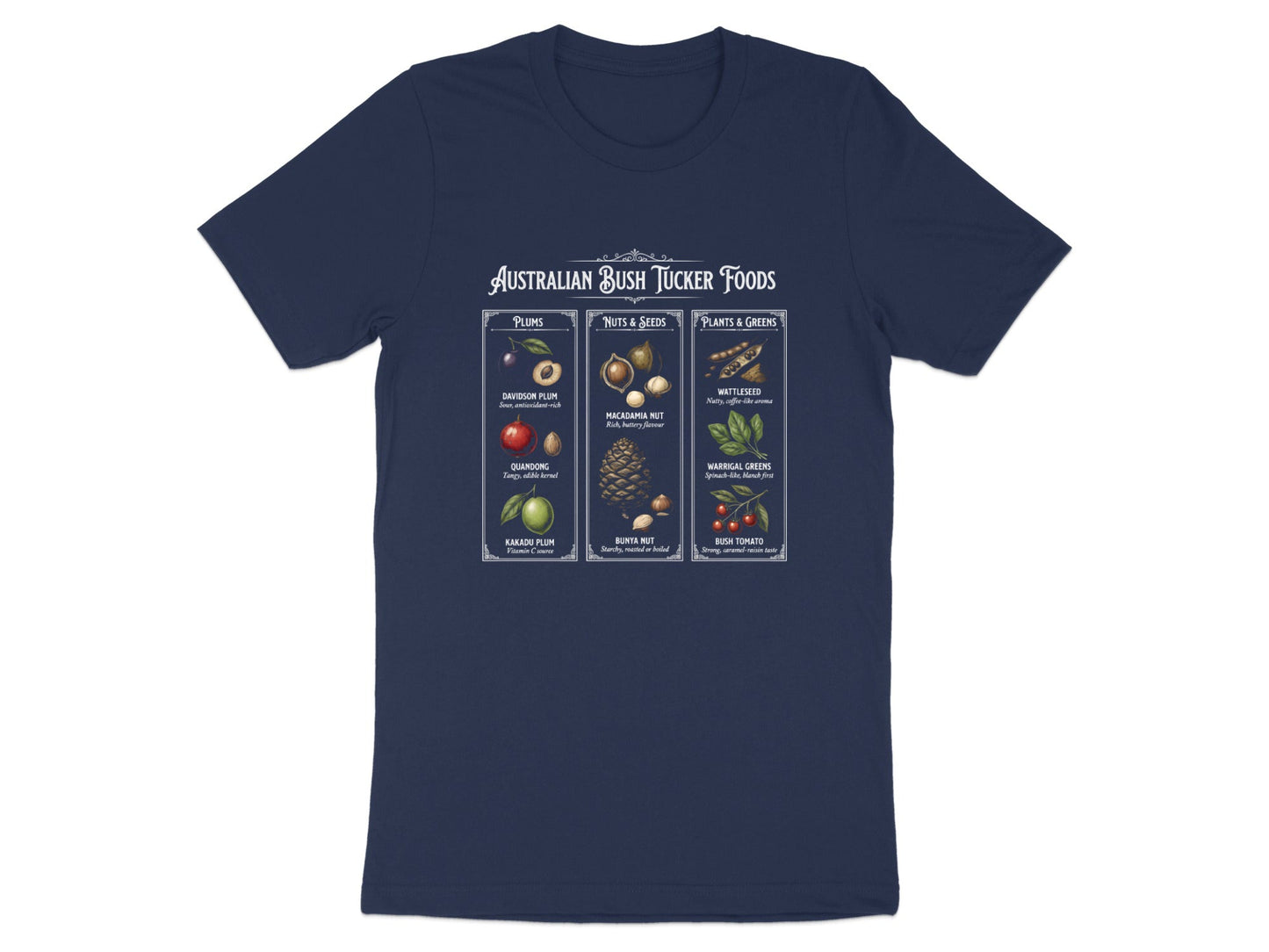 Vintage Australian Bush Tucker Foods Chart T-Shirt