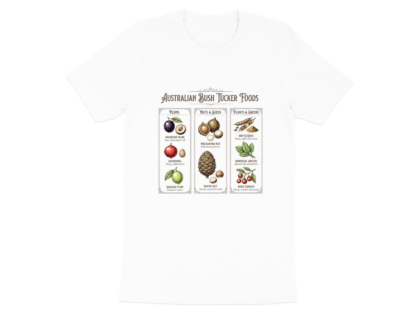 Vintage Australian Bush Tucker Foods Chart T-Shirt