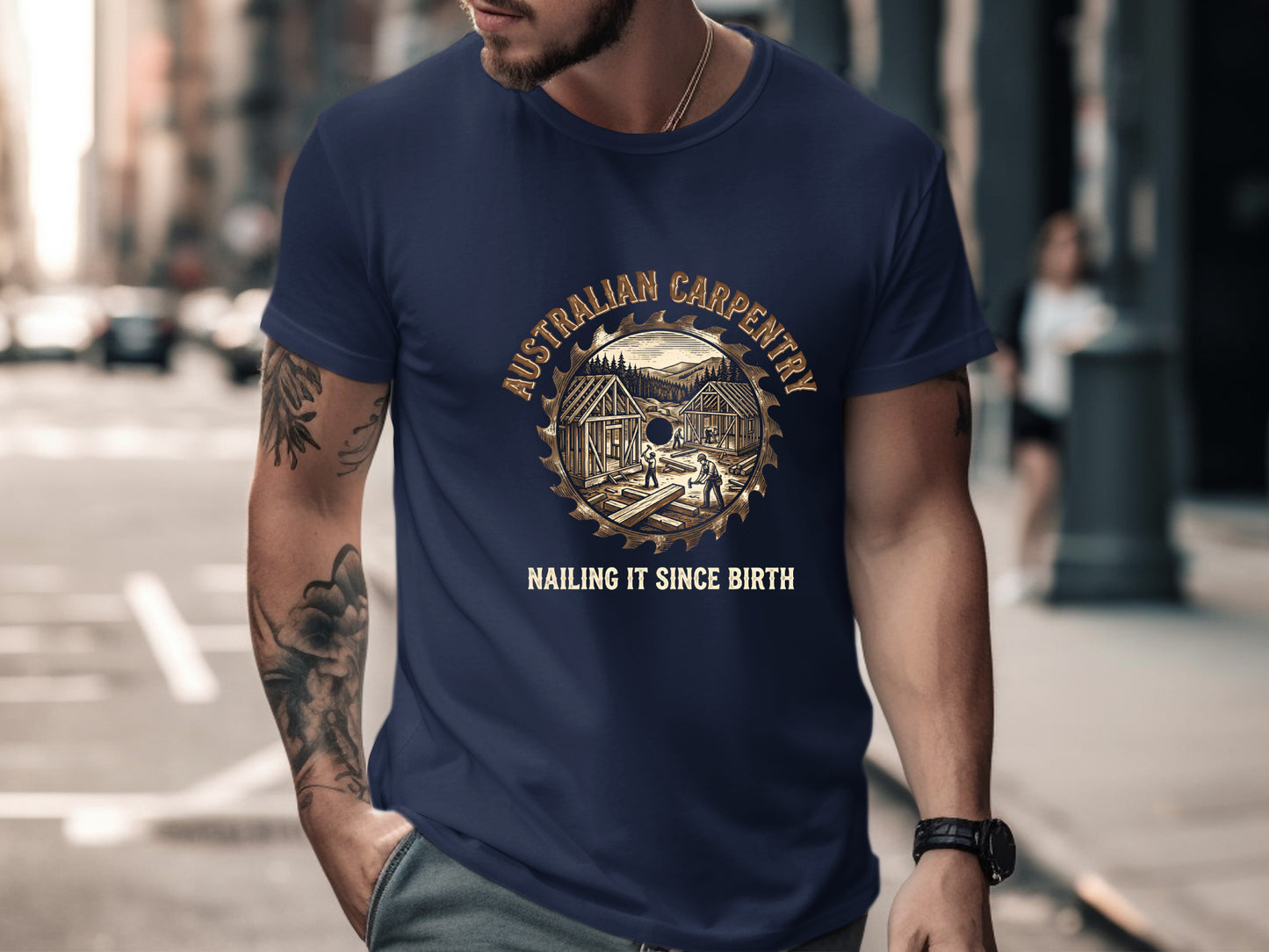 Australian Carpentry 'Nailing It Since Birth' T-Shirt | Tradie Gear
