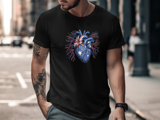 Distressed Aussie Flag Heart T-Shirt
