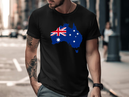 Australian Flag Map Silhouette T-Shirt