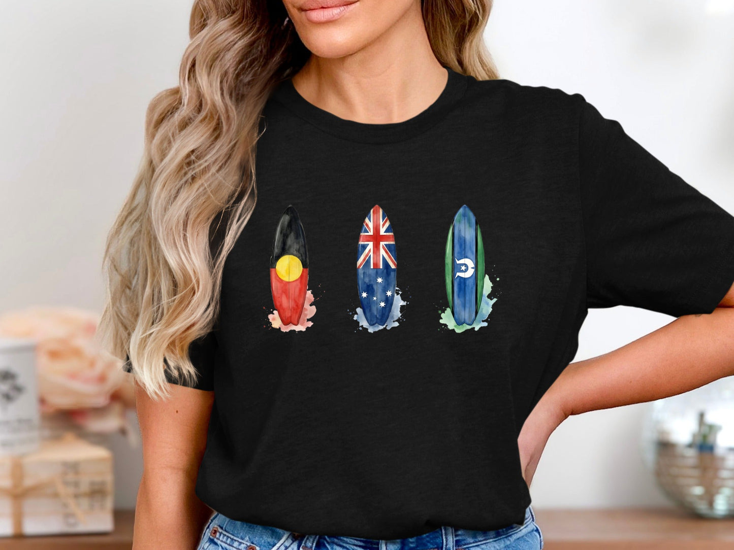 Triple Flag Surfboards Women's T-Shirt | Indigenous & Australian Flags