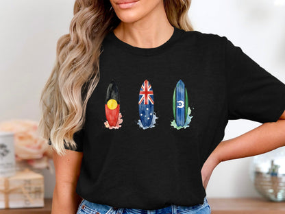 Triple Flag Surfboards Women's T-Shirt | Indigenous & Australian Flags