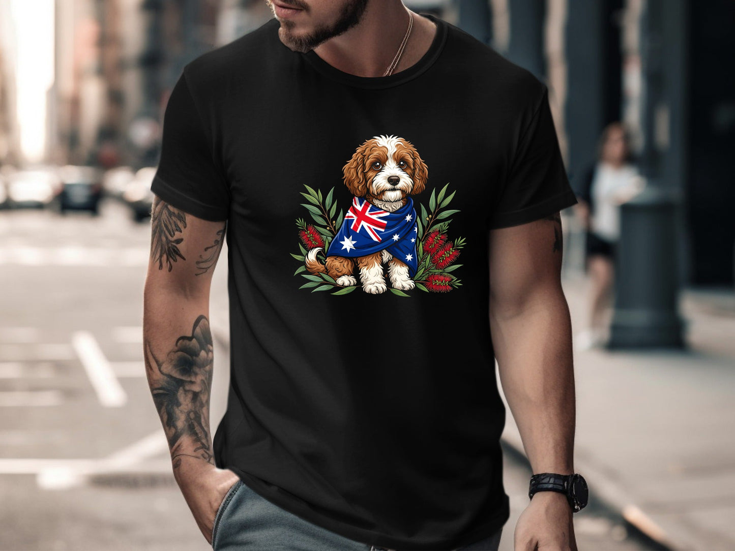 Aussie Dog & Bottlebrush Flag T-Shirt