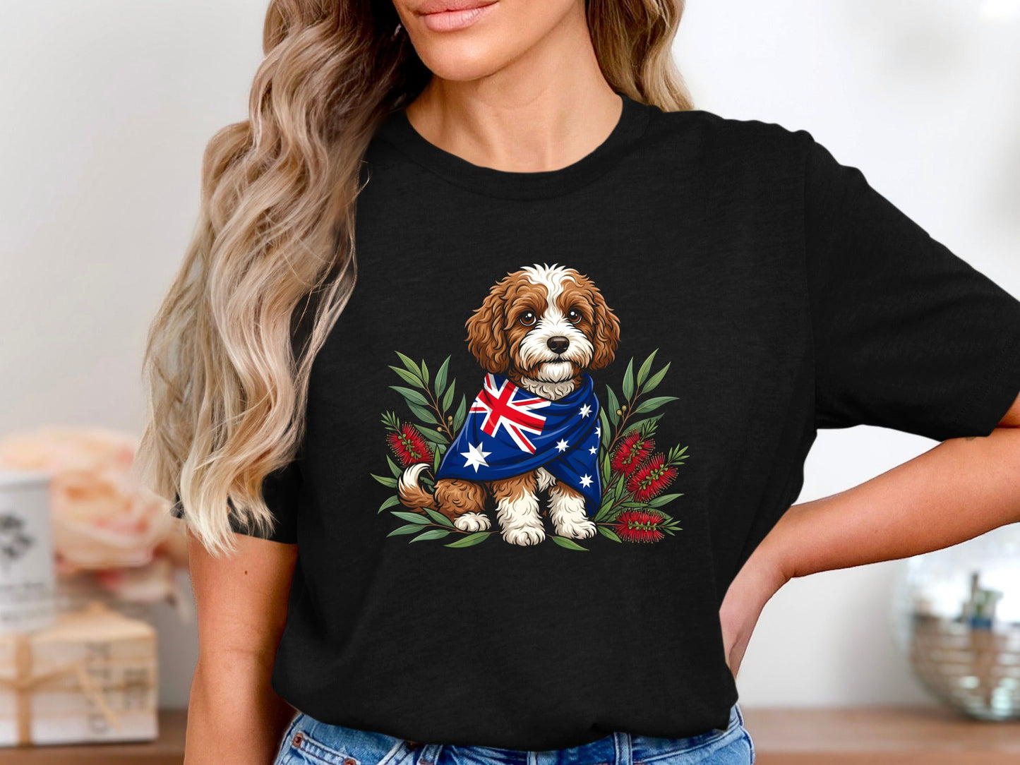 Aussie Dog & Bottlebrush Flag T-Shirt
