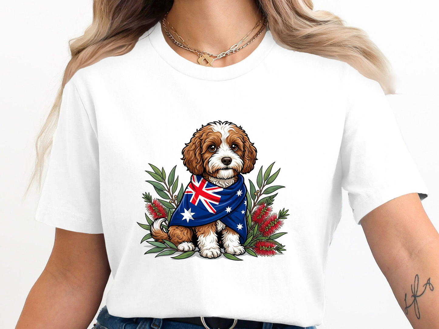 Aussie Dog & Bottlebrush Flag T-Shirt