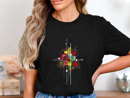 Abstract Geometric Native Flora Burst T-Shirt