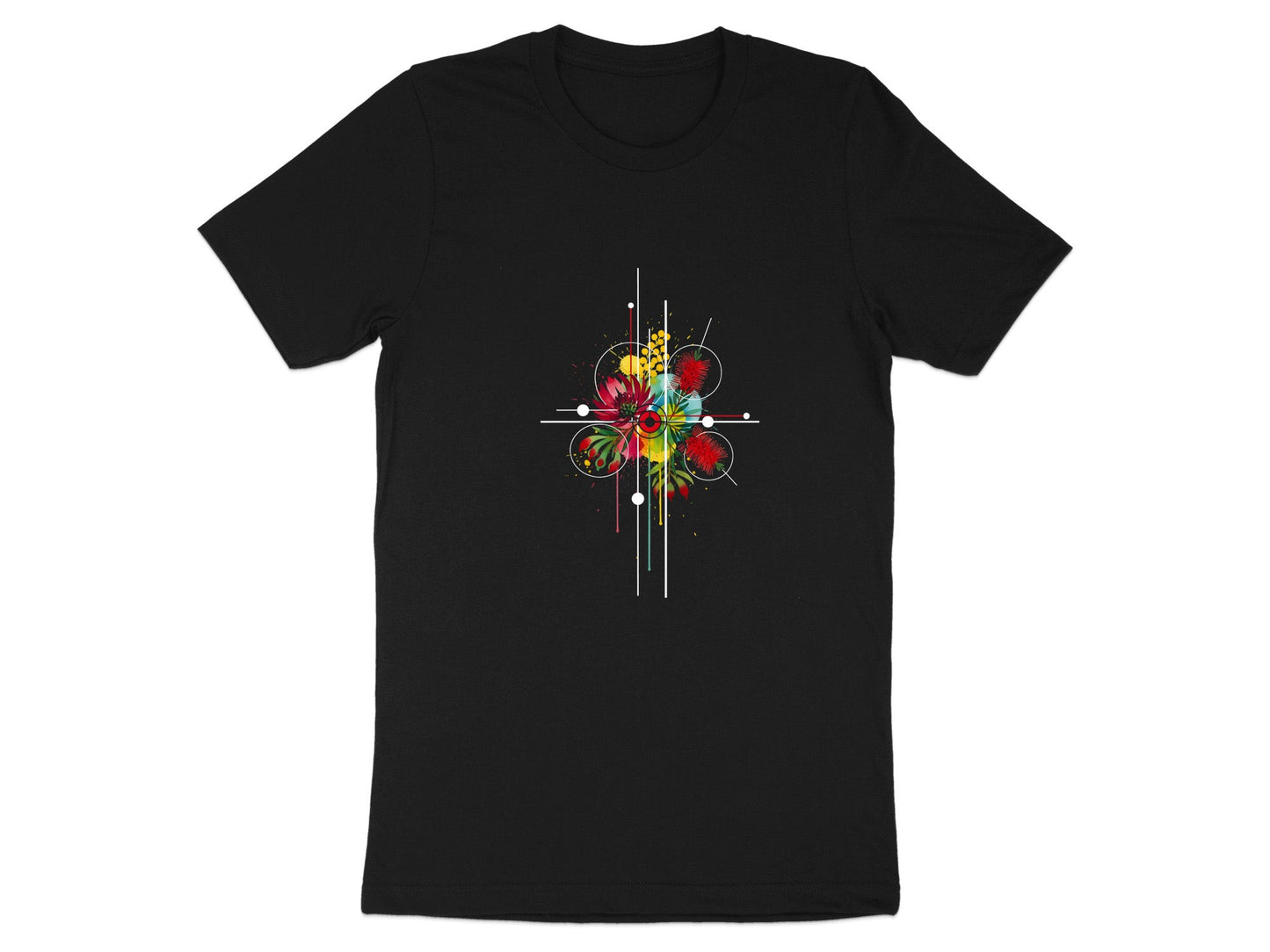 Abstract Geometric Native Flora Burst T-Shirt