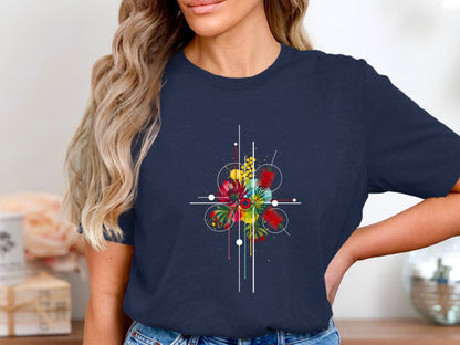 Abstract Geometric Native Flora Burst T-Shirt