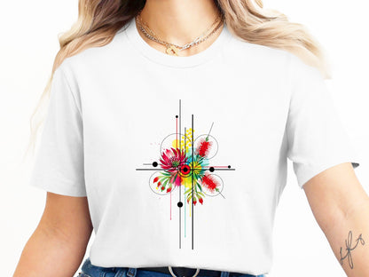 Abstract Geometric Native Flora Burst T-Shirt