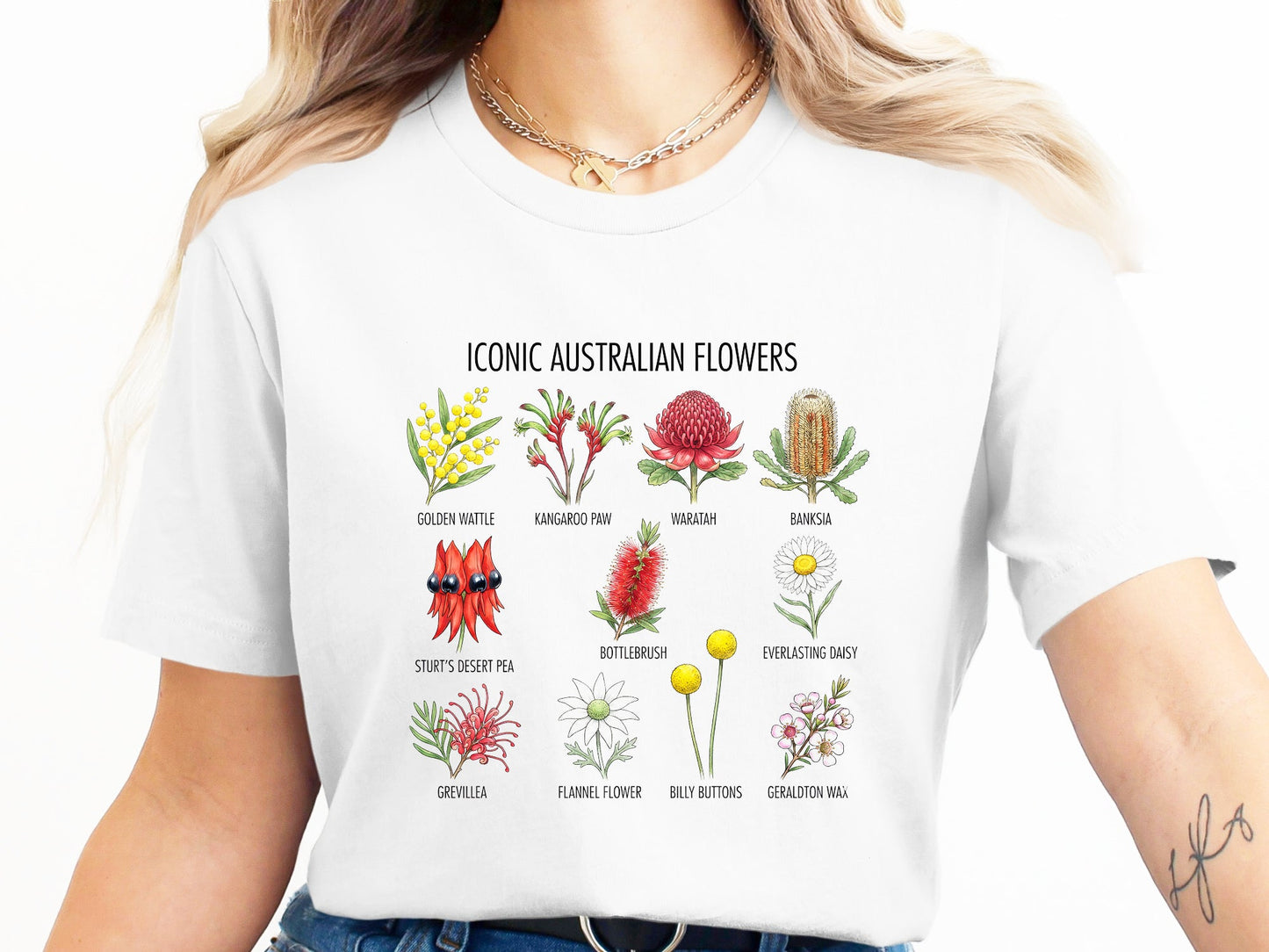 Iconic Australian Flowers Educational T-Shirt