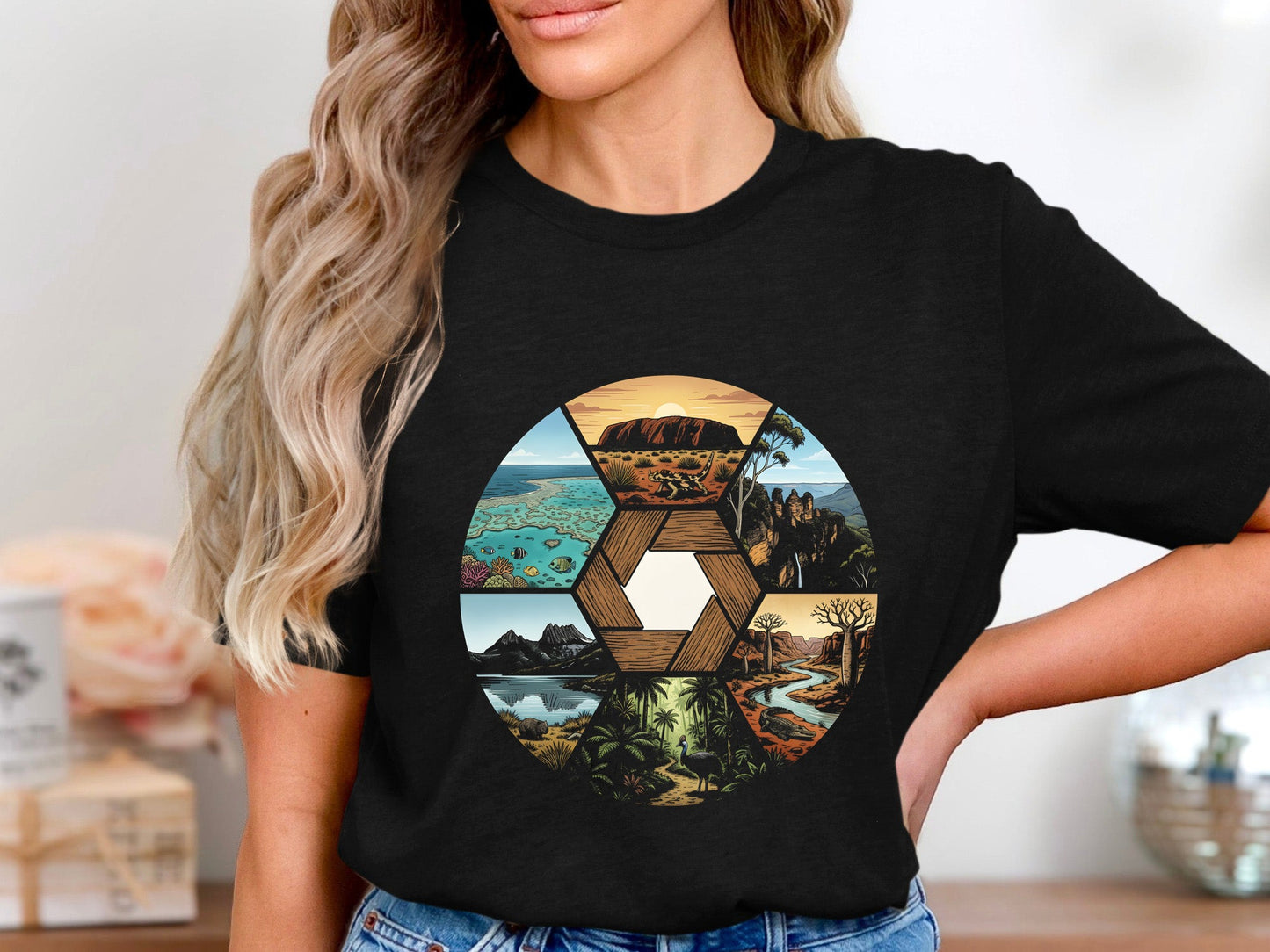 Great Barrier Reef to Uluru Australian Icons Aperture T-Shirt