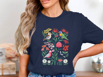 Native Birds & Blooms Vibrant Forest T-Shirt