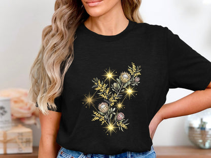 Celestial Banksia & Wattle Starry Night T-Shirt