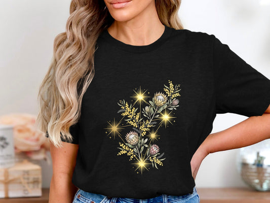 Celestial Banksia & Wattle Starry Night T-Shirt