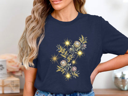 Celestial Banksia & Wattle Starry Night T-Shirt