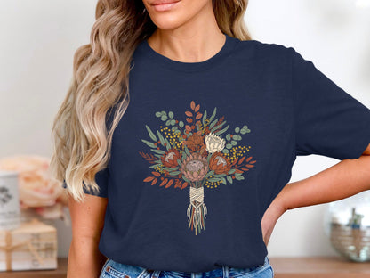 Boho Macrame Native Flora Bouquet T-Shirt