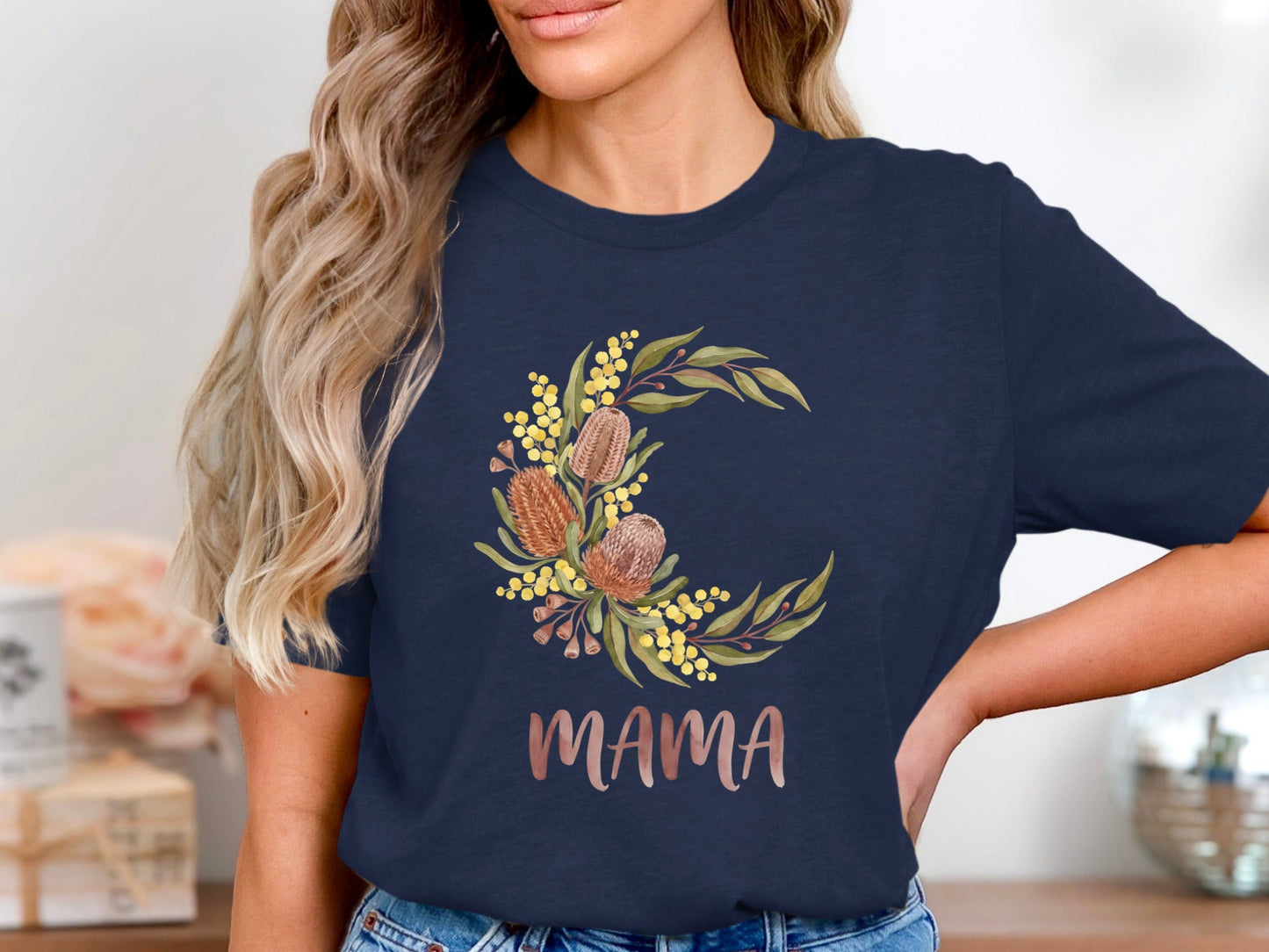 Australian Native Floral Mama Tee - Banksia & Wattle Graphic Shirt