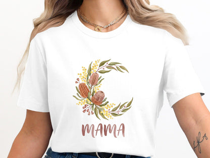 Australian Native Floral Mama Tee - Banksia & Wattle Graphic Shirt