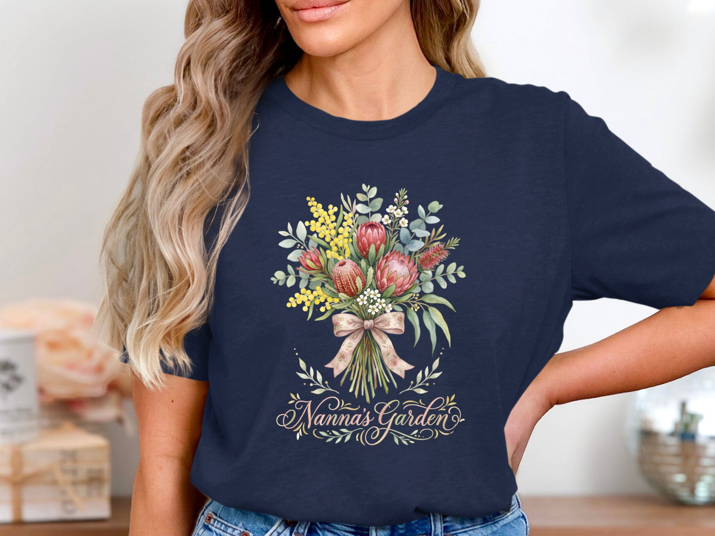 Nanna's Garden Australian Wildflower Bouquet Tee - Botanical Art Shirt