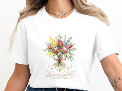 Nanna's Garden Australian Wildflower Bouquet Tee - Botanical Art Shirt
