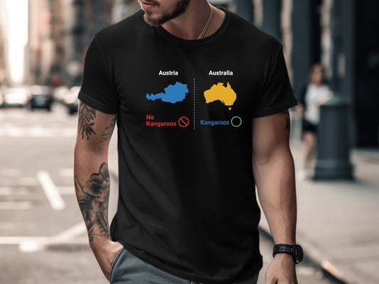 Austria vs Australia Kangaroo Comparison Funny Tee