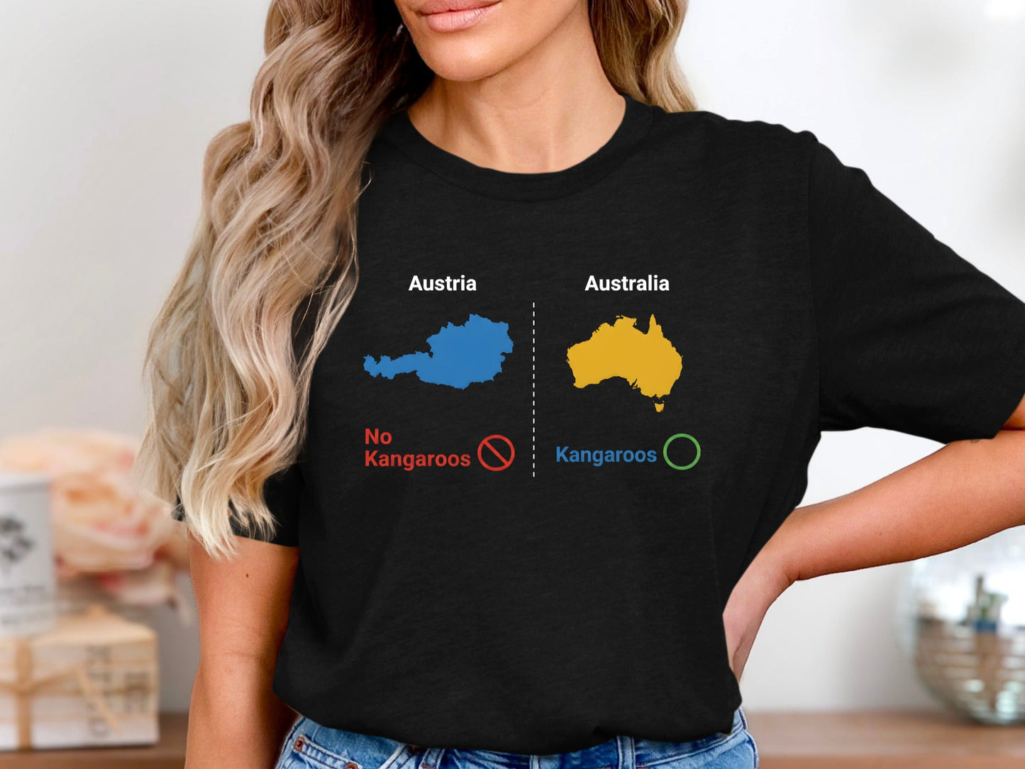 Austria vs Australia Kangaroo Comparison Funny Tee