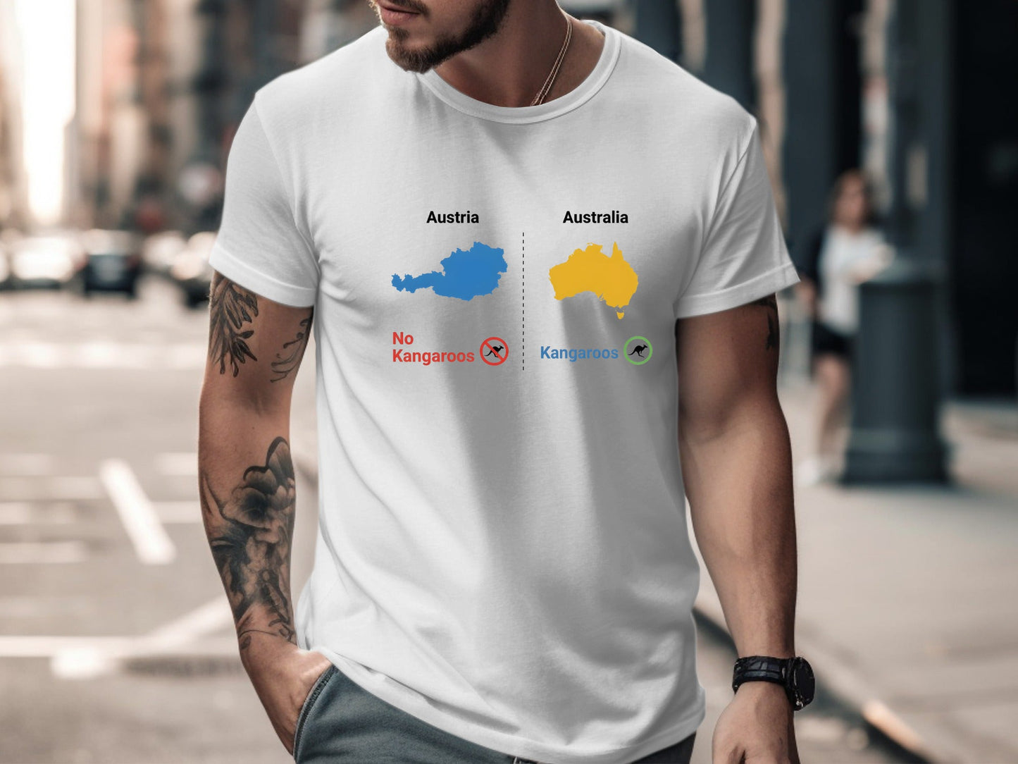 Austria vs Australia Kangaroo Comparison Funny Tee