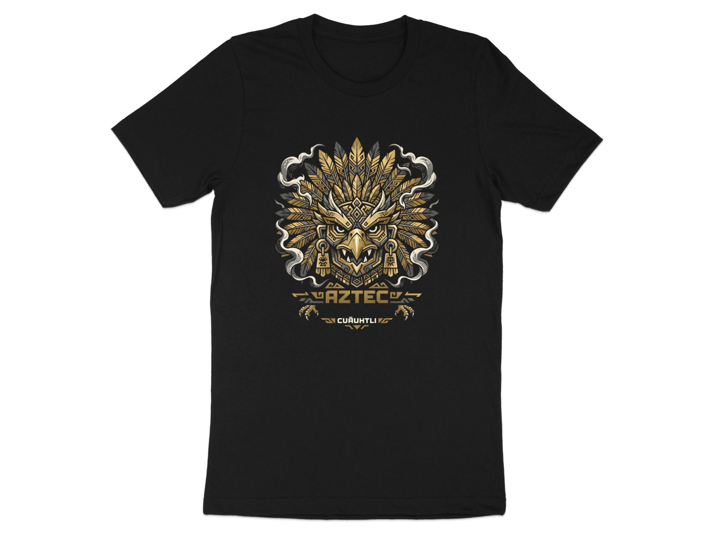 Aztec Eagle Warrior Graphic T-Shirt - Cuauhtli Gold Edition