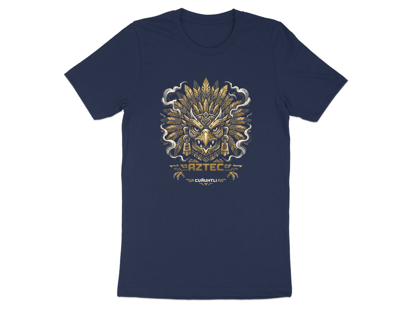 Aztec Eagle Warrior Graphic T-Shirt - Cuauhtli Gold Edition