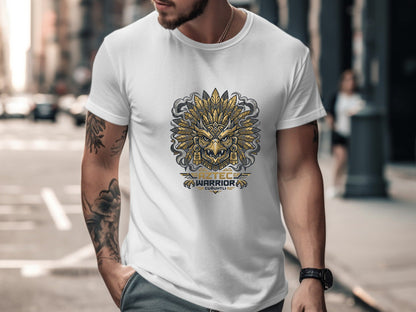 Aztec Eagle Warrior Graphic T-Shirt - Cuauhtli Gold Edition