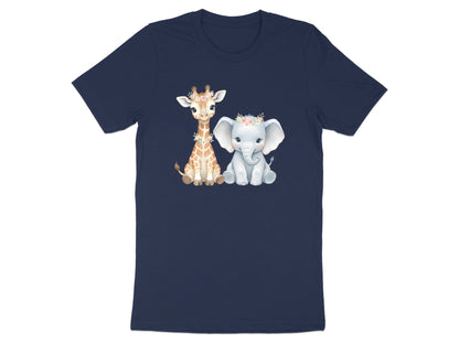 Cute Baby Giraffe & Elephant Watercolour Tee
