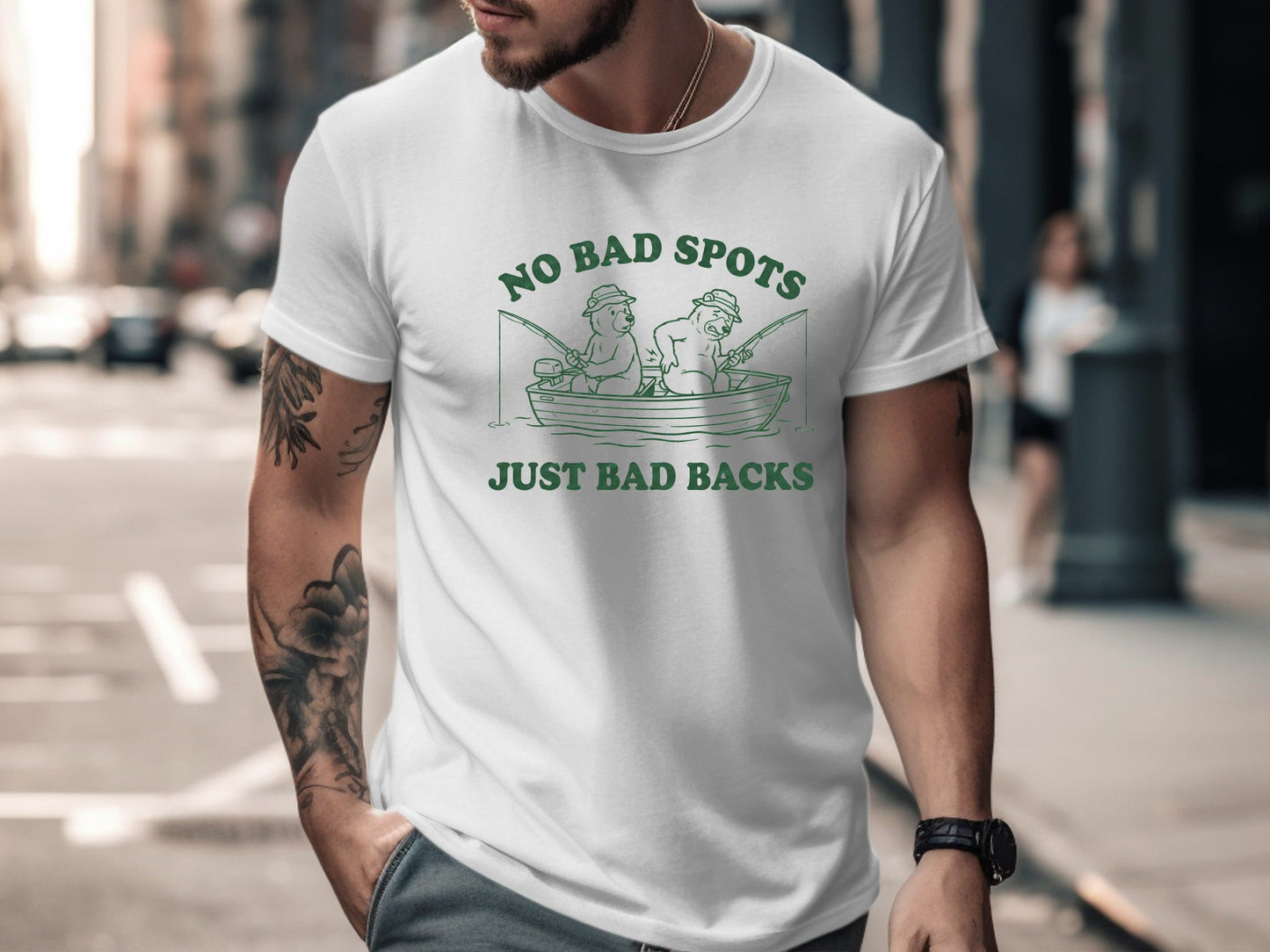 No Bad Spots Just Bad Backs Fishing Bears T-Shirt