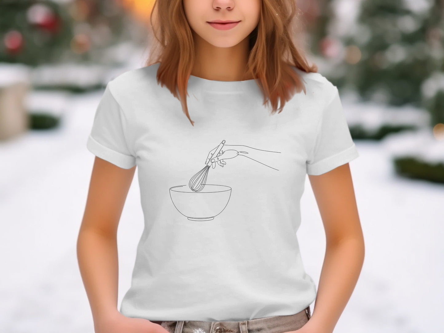 Minimalist Whisk and Bowl Baking T-Shirt