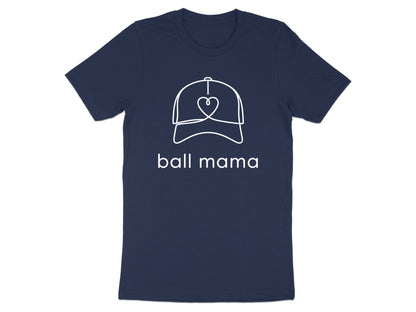 Ball Mama Minimalist Cap Outline Tee - Sports Mum Graphic Shirt