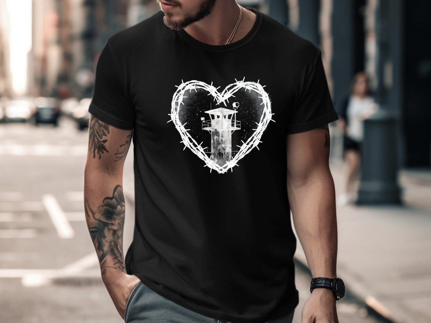 Barbed Wire Heart Prison Watchtower Tee
