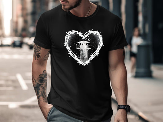 Barbed Wire Heart Prison Watchtower Tee