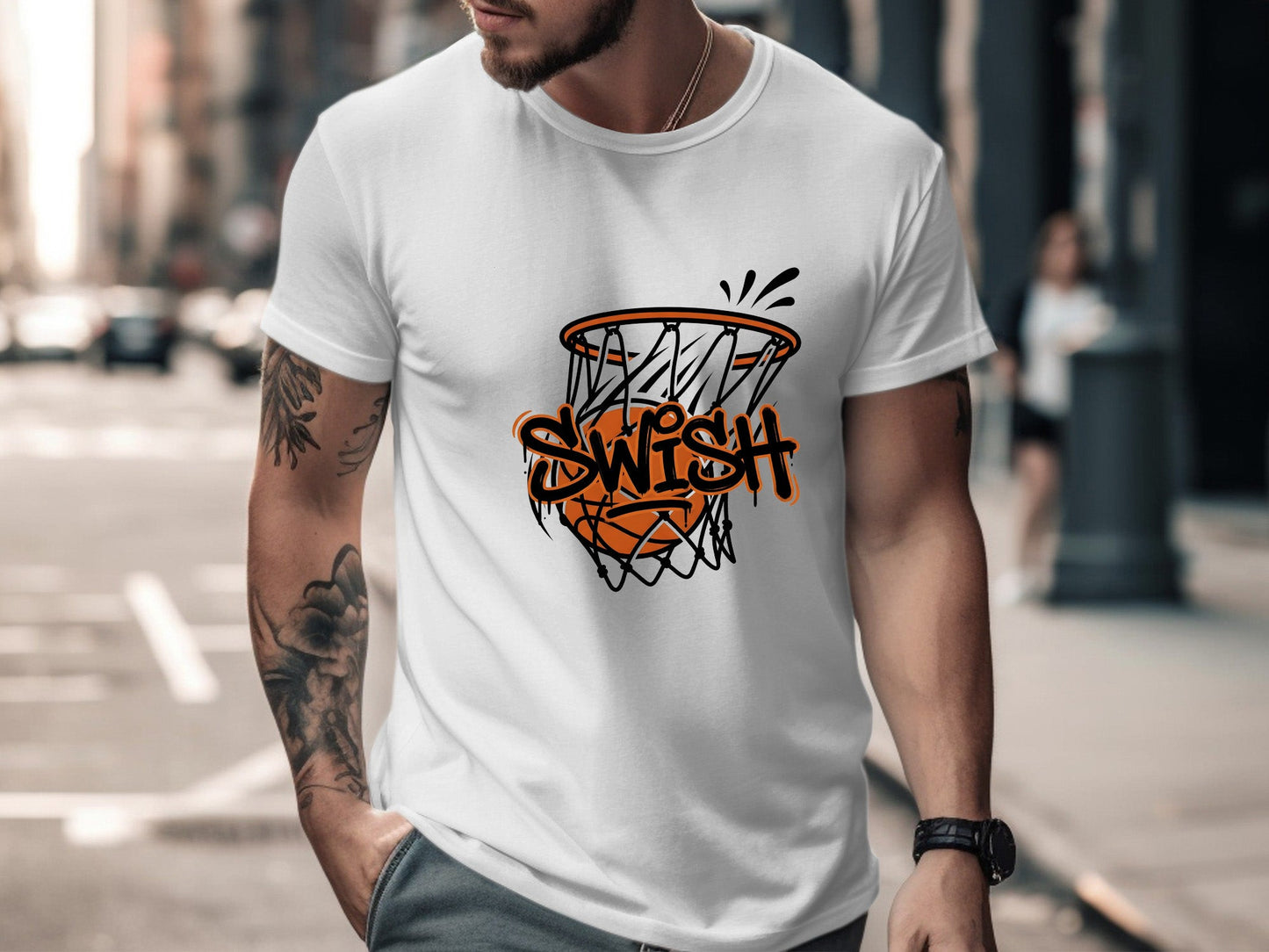 Swish Basketball Hoop Graffiti Graphic Tee
