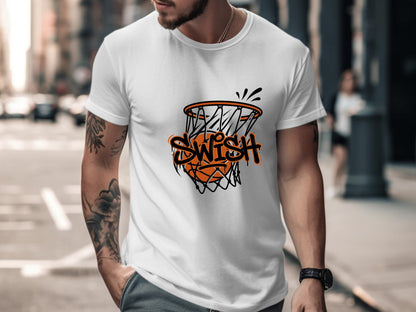 Swish Basketball Hoop Graffiti Graphic Tee